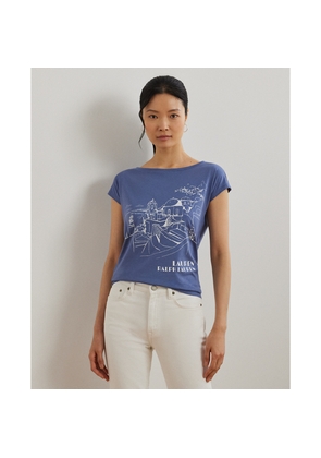 Petite - Cotton-Blend Jersey Graphic T-Shirt
