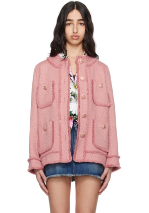 Dolce & Gabbana Pink Single-Breasted Raschel Tweed Jacket