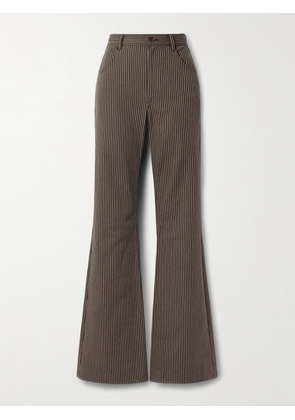 Nili Lotan - Roe Striped Cotton-twill Flared Pants - Brown - 24,25,26,27,28,29,30,31,32
