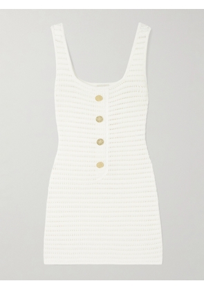 Le Kasha - Siflag Pointelle-knit Linen Mini Dress - White - XS/S,S/M,M/L