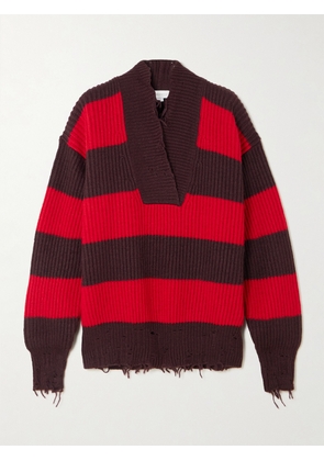 Stella McCartney - Oversized Striped Wool-blend Sweater - Red - xx small,x small,small,medium,large,x large