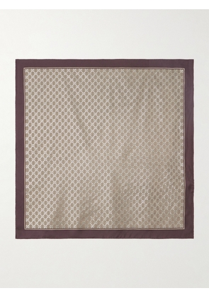 Gucci - Printed Metallic Silk-twill Scarf - Neutrals - One size