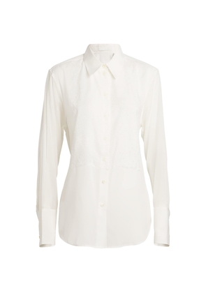Helmut Lang Satin Lace-Trim Shirt