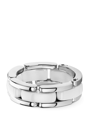CHANEL Medium White Gold And Ceramic Flexible Ultra Ring