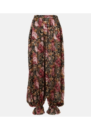 Chloe Floral silk charmeuse wide-leg pants