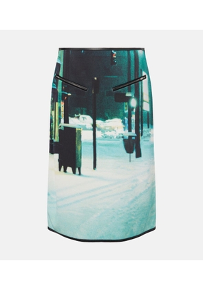 Jil Sander Printed leather-trimmed midi skirt