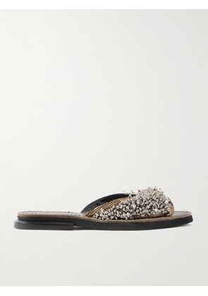 Dries Van Noten - Embellished Snake-effect Leather Slides - Animal print - IT36,IT36.5,IT37,IT37.5,IT38,IT38.5,IT39,IT39.5,IT40