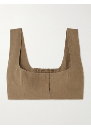 Le Kasha - Jirja Cropped Linen Top - Brown - x small,small,medium,large