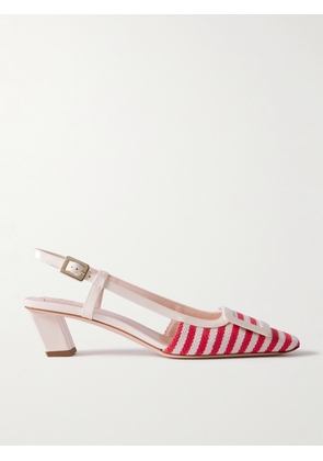 Roger Vivier - Belle Vivier 45 Patent-leather Trimmed Striped Canvas Slingback Pumps - Pink - IT36,IT36.5,IT37,IT37.5,IT38,IT38.5,IT39,IT39.5,IT40,IT40.5,IT41,IT41.5,IT42