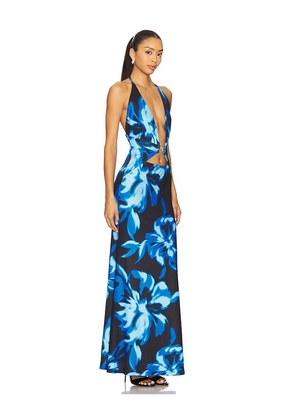 Runaway The Label Halston Maxi Dress in Blue,Black. Size L. Also in M, S, XL, XS.