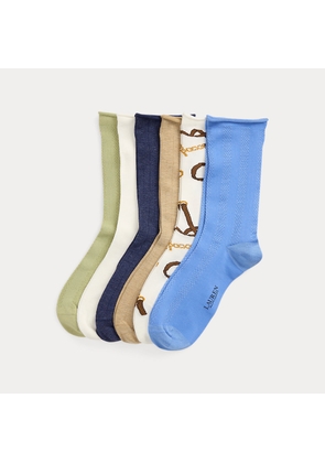 Print & Knit Roll-Top Sock 6-Pack