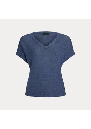 Curve - Linen-Blend Short-Sleeve V-Neck Jumper