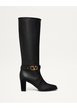 Valentino Garavani VLOGO SIGNATURE CALFSKIN BOOT 75MM Woman BLACK 35