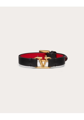 Valentino Garavani VLOGO SIGNATURE CALFSKIN BRACELET Woman BLACK/PURE RED UNI