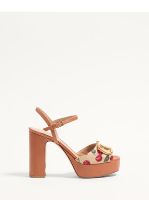 Valentino Garavani VLOGO SIGNATURE CHERRYFIC PLATFORM SANDAL 115MM Woman NATURAL/RED 35