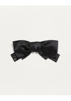 Valentino Garavani VLOGO SIGNATURE SATIN BOW HAIRCLIP Woman BLACK/GOLD UNI