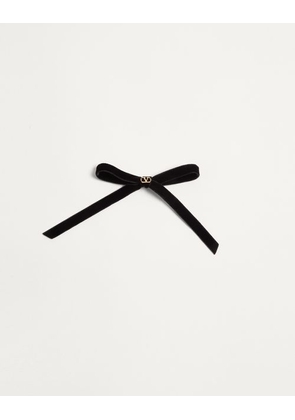 Valentino Garavani VLOGO SIGNATURE VELVET BOW HAIRCLIP Woman BLACK/GOLD UNI