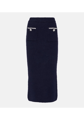 Self-Portrait Embellished high-rise knit midi skirt
