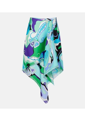 Pucci Orchidee asymmetric silk miniskirt