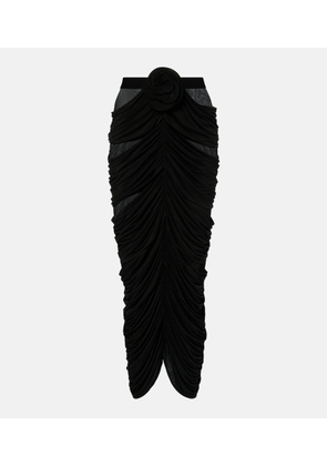 Magda Butrym Floral-applique ruched midi skirt