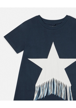 Stella McCartney - Fringed Star Sweatshirt Dress, Navy, Size: 12