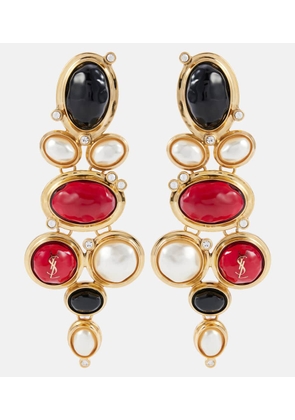 Saint Laurent Cassandre embellished clip-on earrings