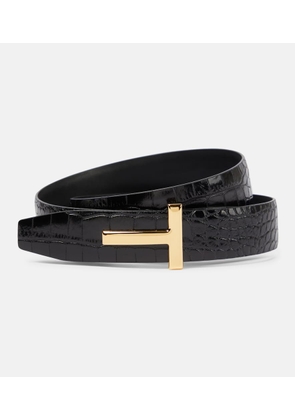 Tom Ford Monogram croc-effect leather belt