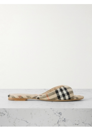 Burberry - Checked Linen Slides - Neutrals - IT36,IT36.5,IT37,IT37.5,IT38,IT38.5,IT39,IT39.5,IT40,IT40.5,IT41