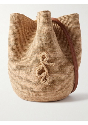 Ruslan Baginskiy - The Hatbag Leather-trimmed Raffia Bucket Bag - Neutrals - One size