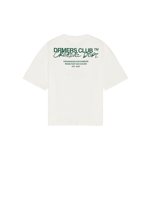 DRMERS CLUB Creative Department Tee in White. Size L. Also in M, XL/1X.