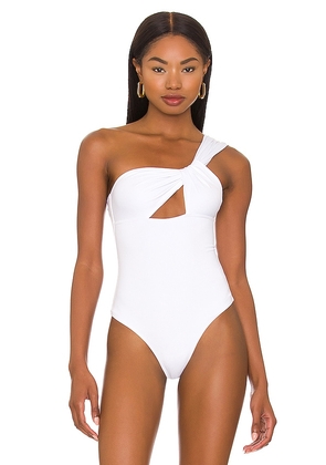 superdown Jimena One Shoulder Bodysuit in White. Size L. Also in M, S, XS.