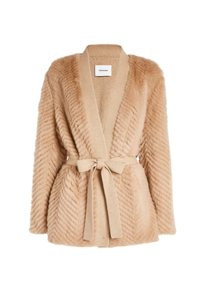 Yves Salomon Mink-Merino Belted Cardigan