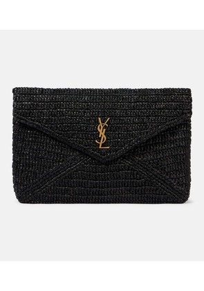 Saint Laurent Cassandre Large raffia pouch