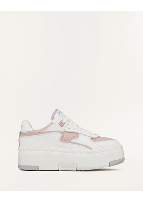 Valentino Garavani FREEDOTS XL CALFSKIN TRAINER Woman WHITE/ROSE/SILVER 39