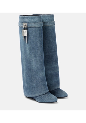 Givenchy Shark Lock 90 denim knee-high boots