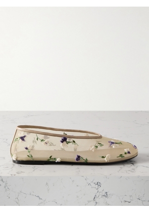 KHAITE - Marcy Embroidered Mesh Ballet Flats - Neutrals - IT36,IT36.5,IT37,IT37.5,IT38,IT38.5,IT39,IT39.5,IT40,IT40.5,IT41