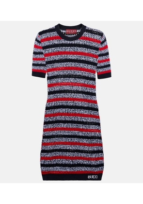 Gucci Knitted striped cotton-blend minidress