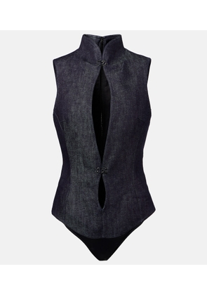 Mugler Cutout denim bodysuit