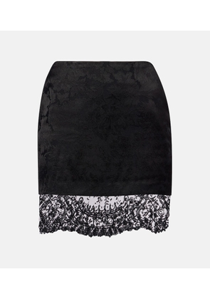Saint Laurent Lace-trimmed jacquard miniskirt