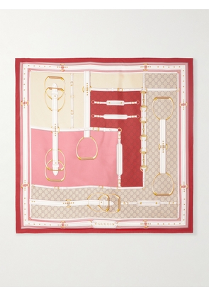 Gucci - Printed Silk-twill Scarf - Pink - One size