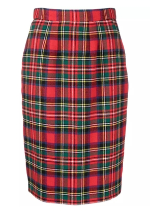 Saint Laurent tartan-check pencil skirt - Red