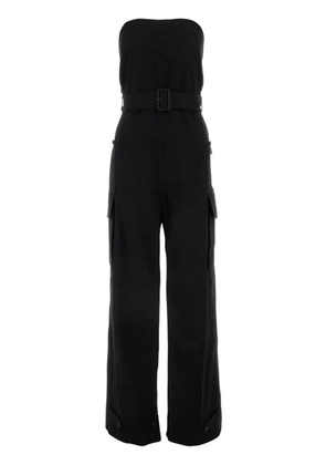 Saint Laurent strapless belted cotton jumpsuit - Black