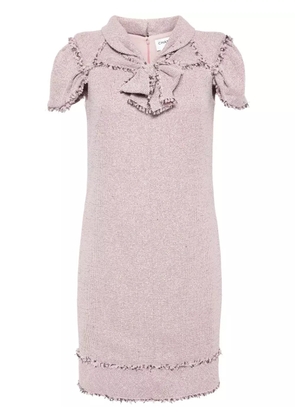 CHANEL Pre-Owned 2009 bow-embellished tweed minidress - Purple