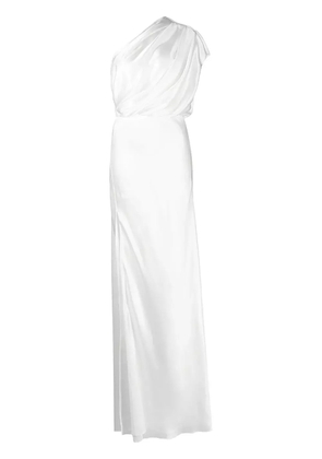 Michelle Mason silk one-shoulder gathered gown - Neutrals