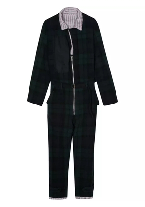 sacai checked flannel jumpsuit - Green