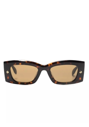Alexander McQueen Spike Studs rectangular-frame sunglasses - Brown