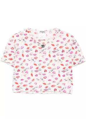 CHANEL Pre-Owned 1995 Lipstick Cropped T-shirt Top - Neutrals