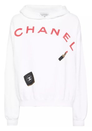 CHANEL Pre-Owned 1990-2000s logo-print cotton hoodie - White