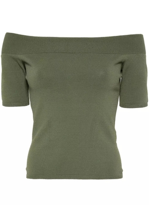 Alexander McQueen off-shoulder knitted top - Green