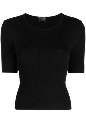 CHANEL Pre-Owned 2010s short-sleeve ribbed knit top - Black